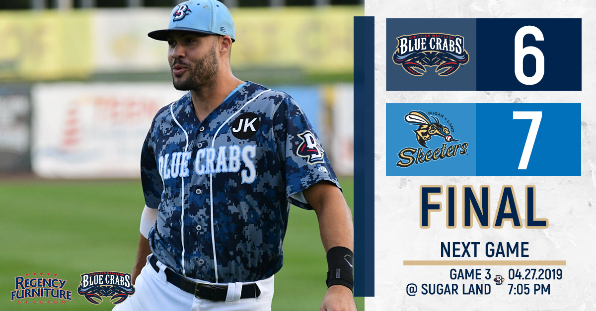 Blue Crabs Surrender a Six Run Lead in First Loss of Season